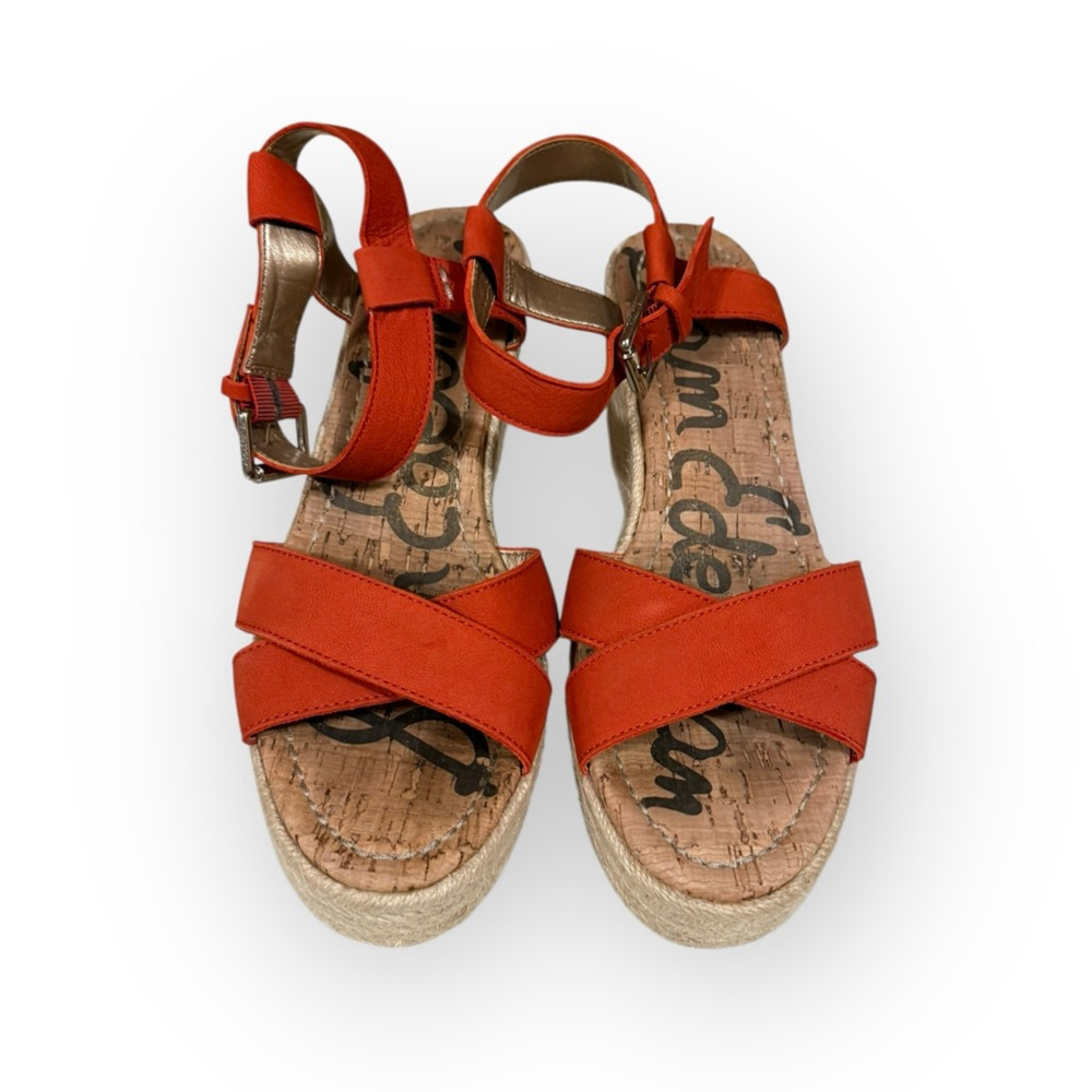 Sam Edelman Women’s Destin Orange Espadrille Wedge Strappy Sandals Size 9​ - Picture 6 of 8